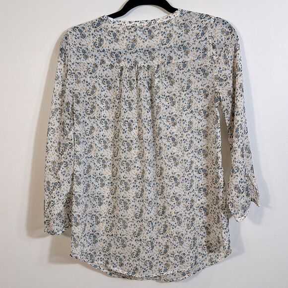 Lucky Brand Semi Sheer Floral Longsleeve Top Women Small - Picture 2 of 8